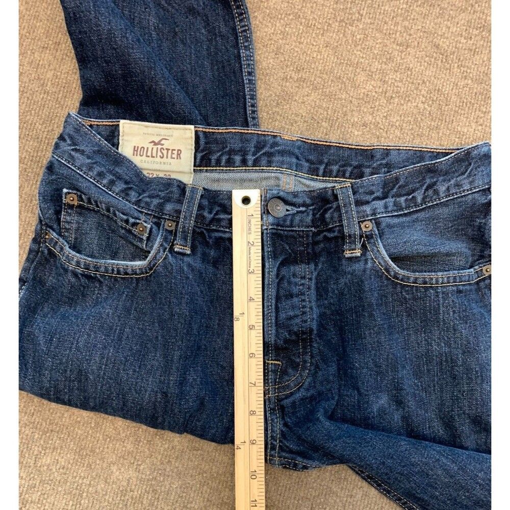 Hollister Jeans Mens 32x30 Slim Straight Mid Rise Button Fly Y2K Dark Denim - Picture 6 of 11